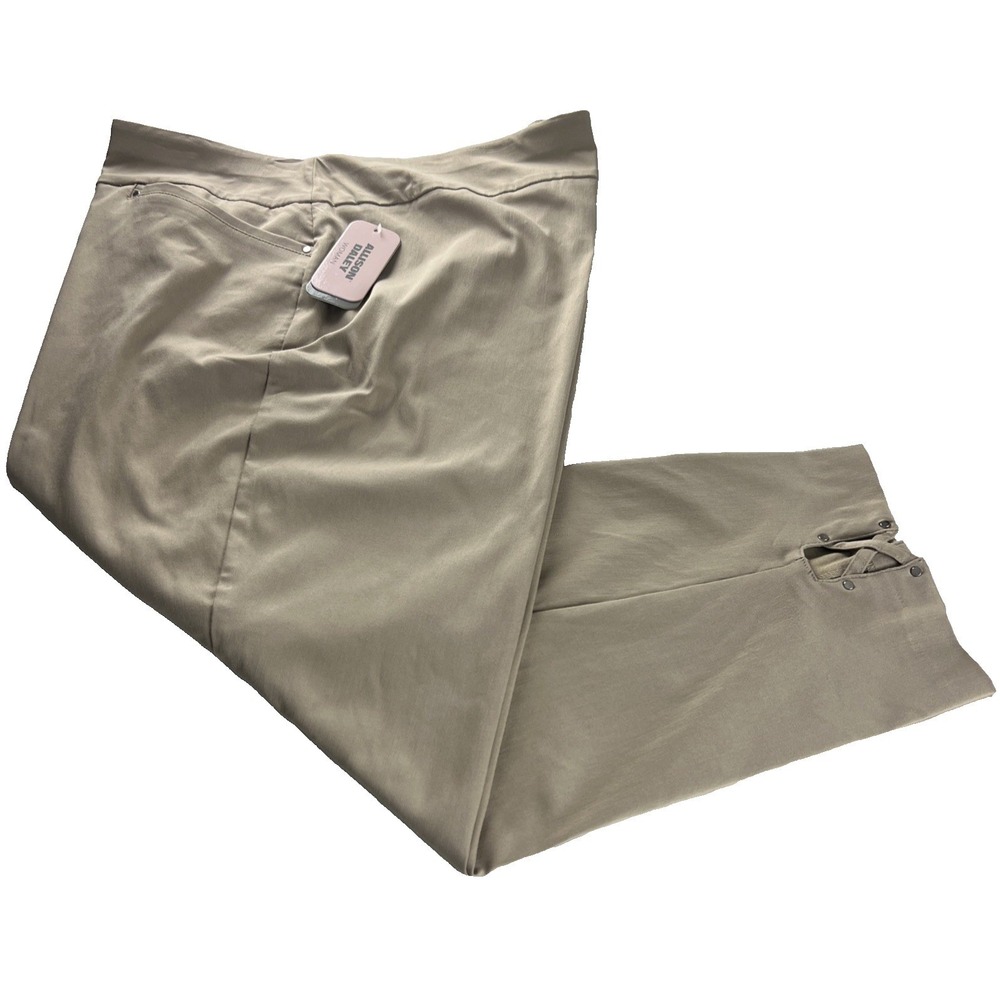 Allison Daley Womens Pants Size 24W Pull On Hem Detail Cropped Khaki Stretch A72